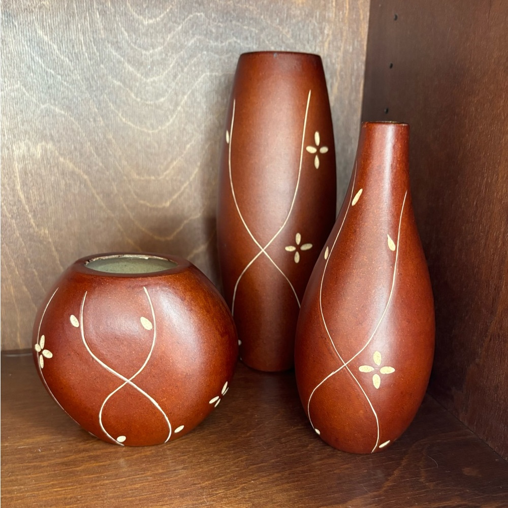 Wooden Flower Vase Set 3-piece Bud‎ Vases Natural Gifts Mid-century style